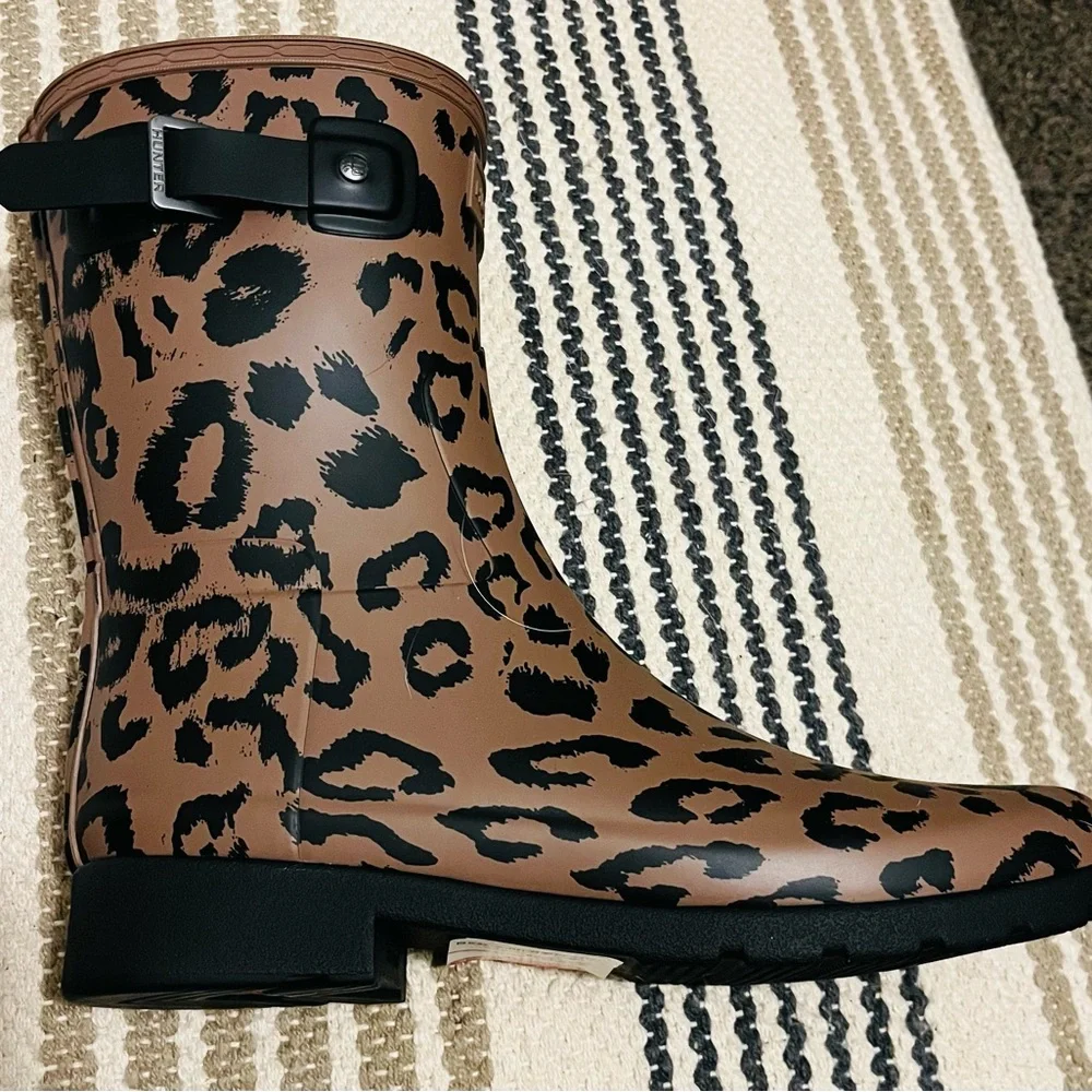 Hunter leopard Print Short Waterproof Rain Boots size 10 - Picture 5 of 8